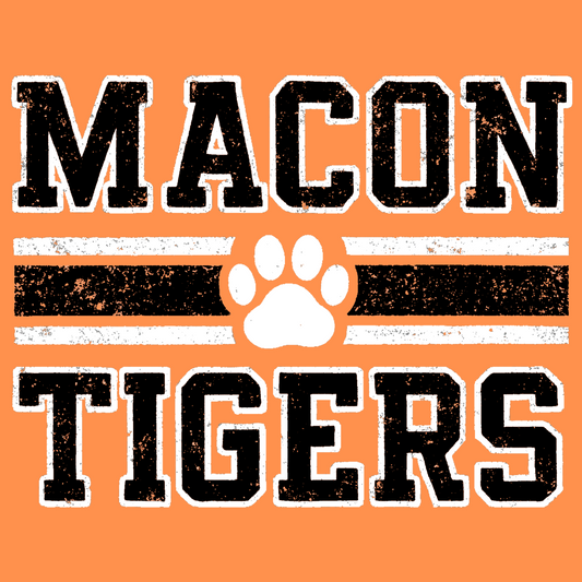 Macon Tiger Varsity Paw- White and black